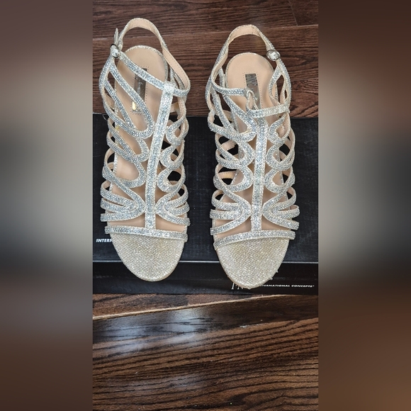 INC International Concepts Women's Silver Strappy Heels - Picture 6 of 13